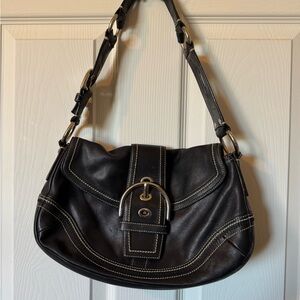 Vintage Coach Black Leather Shoulder Bag